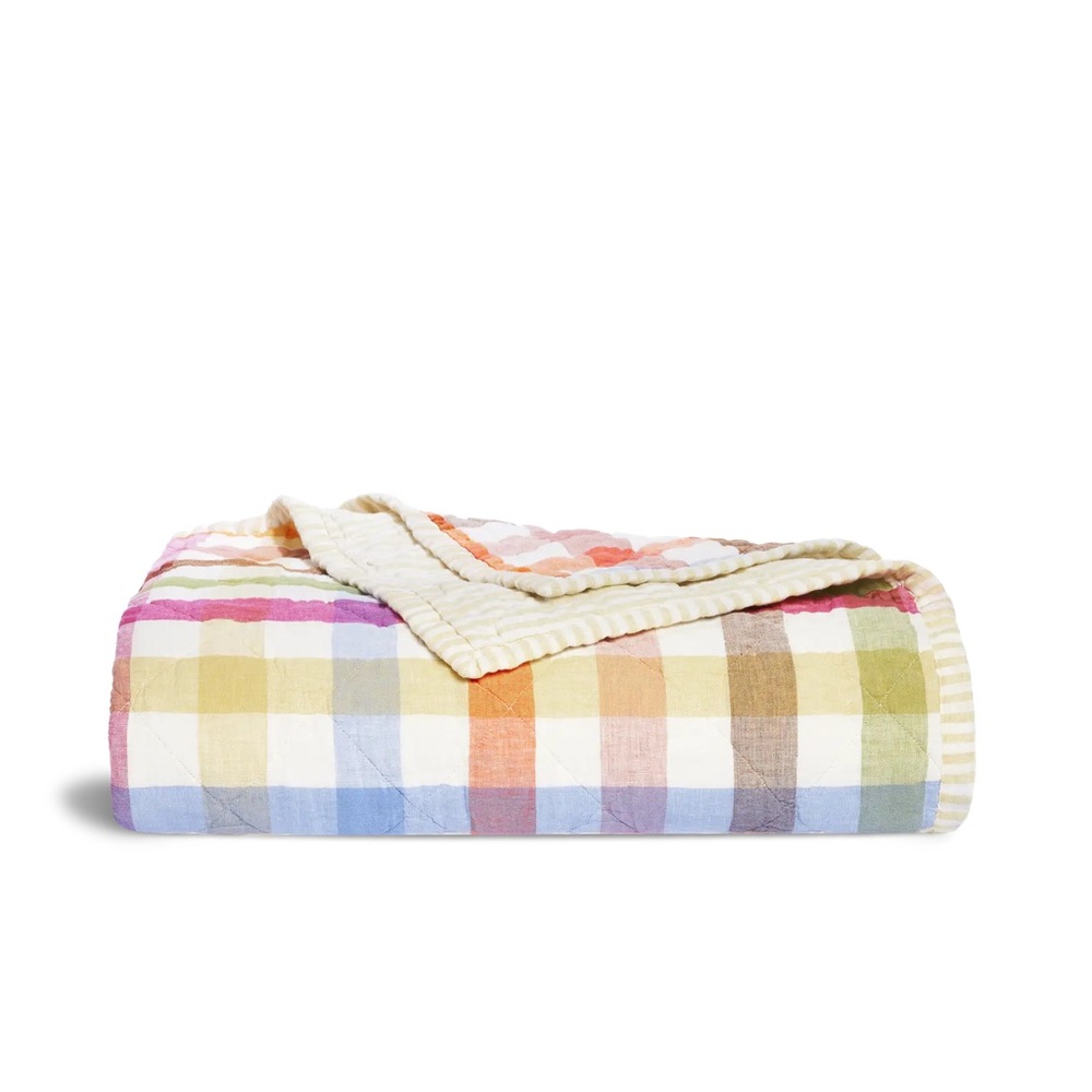 Brooklinen “Wild Rose Check” Reversible Quilt And Two Shams-KING